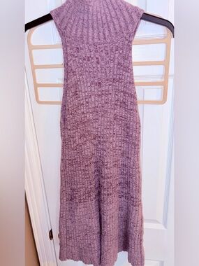 Free People Fuzzy Lavender Knit turtleneck sweater sleeveless dress size large